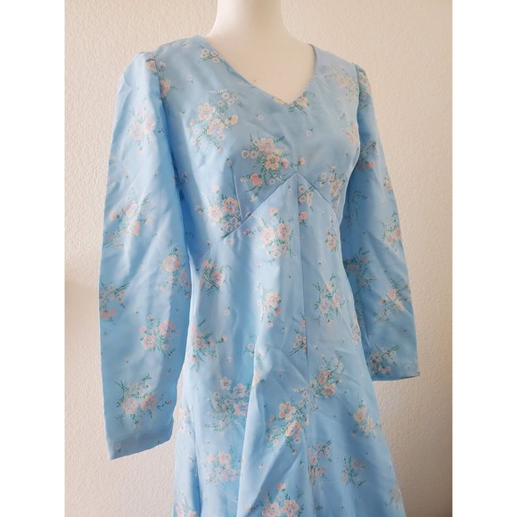 VTG Women's Size M/L Boho Hippie Handmade Floral Long Sleeve Maxi Dress … - Picture 8 of 9